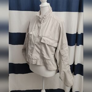 Sincerely Jules Khaki Women's Cropped Denim Jacket | Size Medium